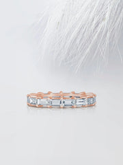 Baguette Cut Moissanite Full Eternity Diamond Wedding Band in Yellow Gold