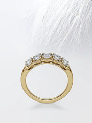 Five Stone Round Cut Moissanite Diamond Wedding Band in White Gold