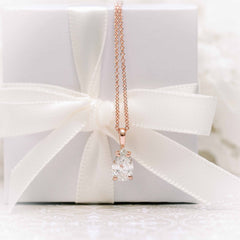 Classic Pear Moissanite Solitaire Pendent Necklace in Solid Gold