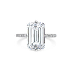 5ct Emerald F- VS1 Lag Grown Diamond Pave Engagement Ring