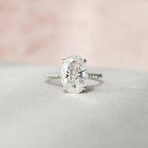3.0CT Oval Cut Solitaire Moissanite Hidden Halo Pave Engagement Ring