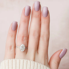 3.0CT Oval Cut Solitaire Moissanite Hidden Halo Pave Engagement Ring