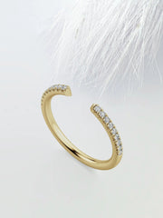 Round Cut Moissanite Open Diamond Wedding Band in Solid Gold