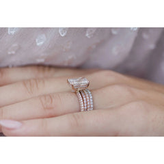 3.55CT Radiant Cut Hidden Halo 4 Prongs Engagement Ring