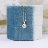 Round Moissanite Solitaire Necklace in Solid Gold