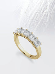 Five Stone Princess Cut Moissanite Diamond Wedding Band