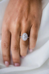 3.85CT Oval Cut 3 Side Pave Moissanite Engagement Ring