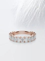 Asscher Cut Moissanite 3/4 Diamond Wedding Band for Women