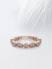 Round Cut Moissanite Pave Diamond Wedding Band in Solid Gold