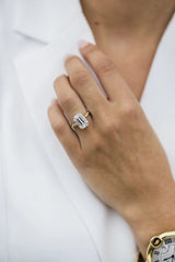 4.10CT Emerald Cut 4 Prongs Solitaire Moissanite Engagement Ring