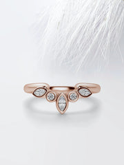 Marquise & Round Cut Moissanite Curved Diamond Wedding Band