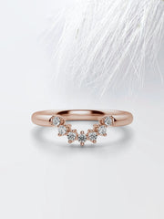 Round Cut Moissanite Curved Diamond Wedding Band in White Gold
