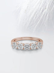 Round Cut Moissanite Five Stone Diamond Wedding Band for Her