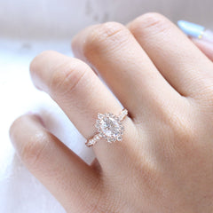 1.50CT Oval Cut Moissanite Halo Pave Bridal Engagement Ring Set