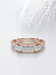 Princess Cut Moissanite Channel Set Diamond Wedding Band