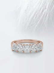 Five Stone Princess Cut Moissanite Diamond Wedding Band