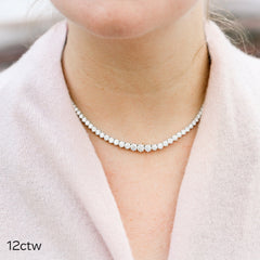 Gorgeous Round Moissanite Rivera Choker Necklace in Solid Gold