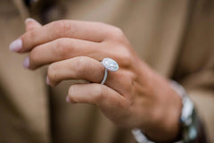 3.85CT Oval Cut 3 Side Pave Moissanite Engagement Ring