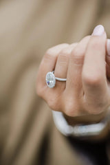 3.85CT Oval Cut 3 Side Pave Moissanite Engagement Ring