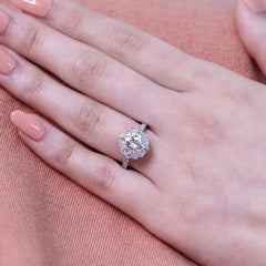 2.30CT Vintage Floral Cushion Cut Moissanite Halo Bridal Engagement Ring Set