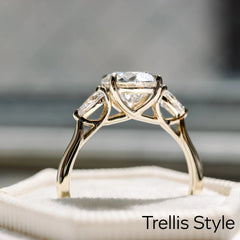 2.0CT Round & Pear Cut Moissanite 3 Stone Engagement Ring