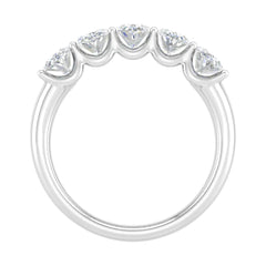 Oval G - VVS Lab Grown Diamond Five Stone Wedding Band in White Gold