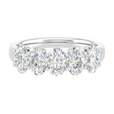 Oval G - VVS Lab Grown Diamond Five Stone Wedding Band in White Gold