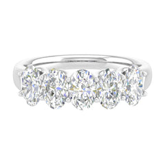 Oval G - VVS Lab Grown Diamond Five Stone Wedding Band in White Gold