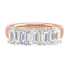 Emerald Cut G - VVS Lab Grown Diamond Five Stone Wedding Band