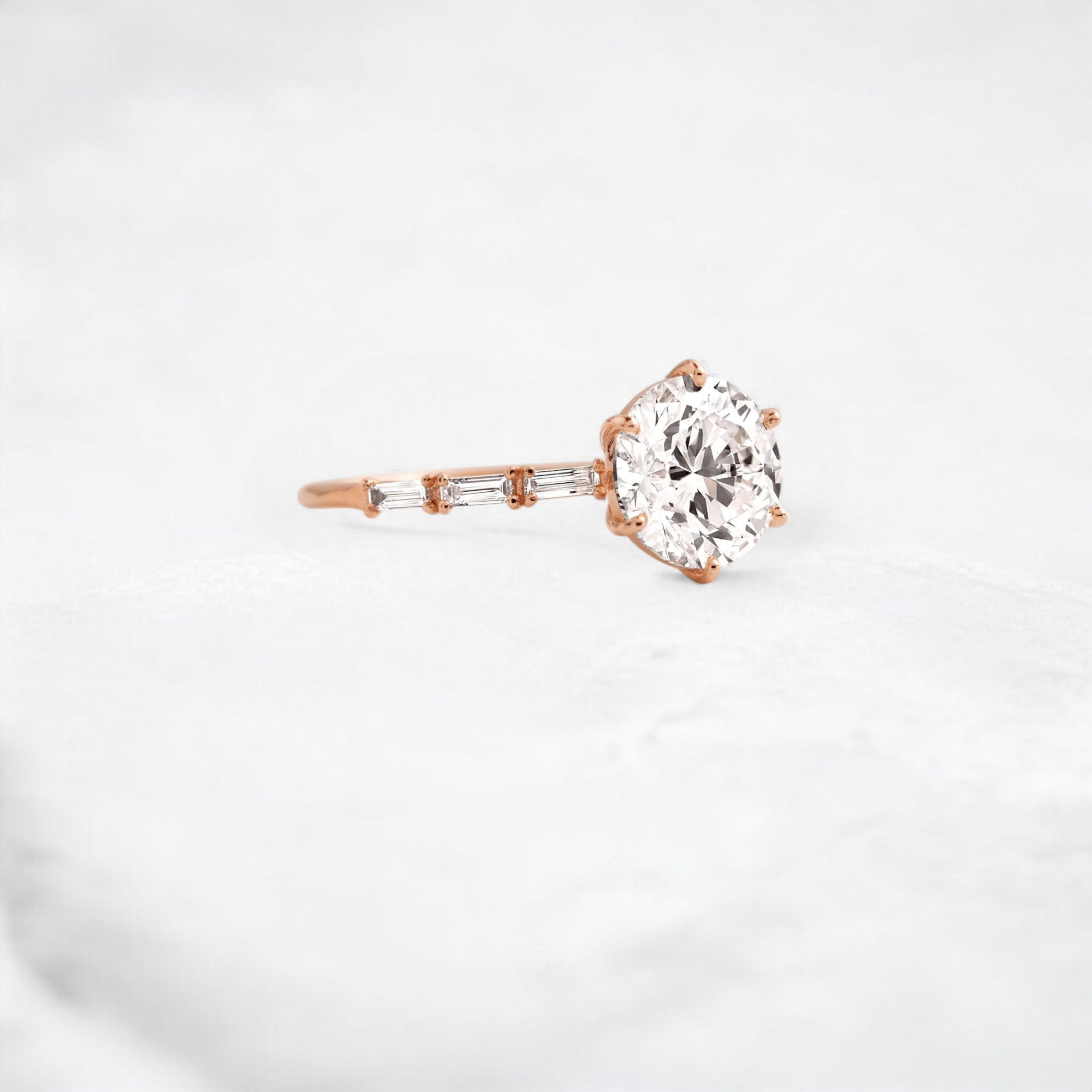 Aura-Lineage-Golden-Pave-Ring-with-Round-Baguette-Sparkle-2-ct-rose-gold-gemfora-2