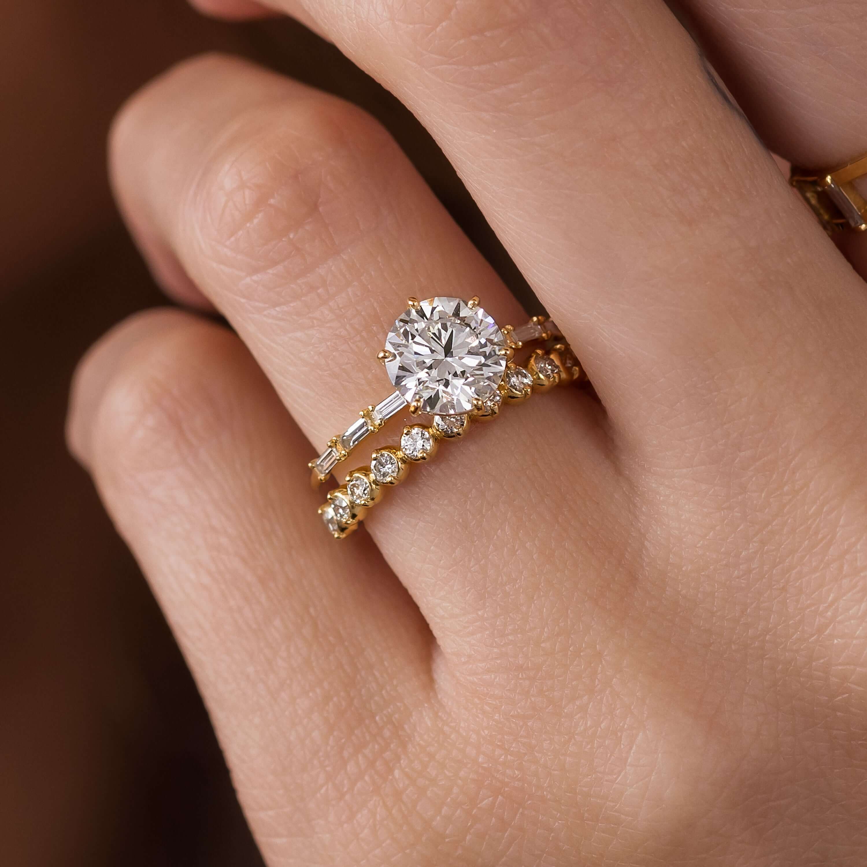 Aura-Lineage-Golden-Pave-Ring-with-Round-Baguette-Sparkle-model-gemfora-1