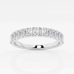Emerald F-VS2 Lab Grown Diamond Half Eternity Wedding Band