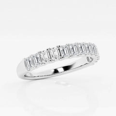 Emerald F-VS2 Lab Grown Diamond Half Eternity Wedding Band