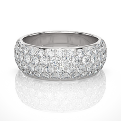 5mm Clustered Moissanite Men's Wedding Band in White Gold