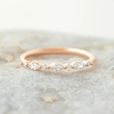 0.26ctw Marquise and Round Cut Half Eternity Wedding Band