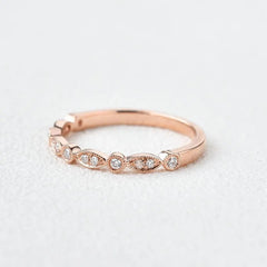 0.22CTW Round Brilliant Cut Bezel Set Unique Vintage Wedding Band