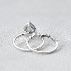 1.80CT Pear Cut Moissanite Halo Engagement Ring with Vintage Style Wedding Band