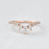 0.40CTW Round Brilliant & Pear Cut Curved Vintage Style Wedding Band