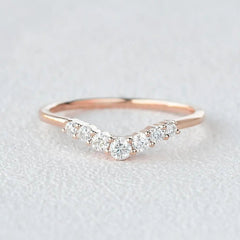 0.22CTW Round Brilliant Cut 1.50 MM Curved Bridal Wedding Band