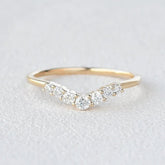 0.22CTW Round Brilliant Cut 1.50 MM Curved Bridal Wedding Band