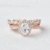 1.86CT Oval Cut Infinity Shank Moissanite Engagement Ring Set with Full Eternity Band