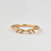 Round Brilliant Cut Curved Vintage Style Bridal Wedding Band