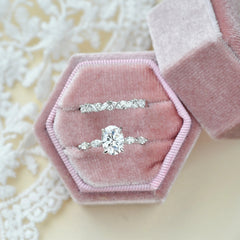 1.5ct Oval Cut Moissanite Cluster Marquise Bridal Ring Set For Her