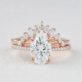 1.86CT Oval Cut Solitaire Moissanite Double Claw Bridal Engagement Ring Set