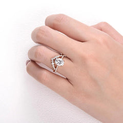 1.86CT Oval Cut Solitaire Moissanite Double Claw Bridal Engagement Ring Set