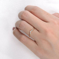 1.3 MM Round Brilliant Cut V Curved Moissanite Wedding Band