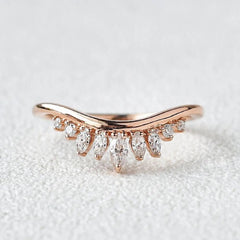 0.40CTW Marquise Cut Curved Vintage Style Stacking Wedding Band