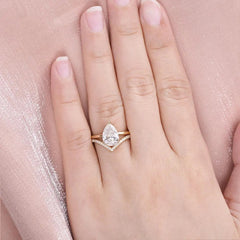 1.80CT Pear Solitaire Moissanite Engagement Ring with Curved Wedding Band