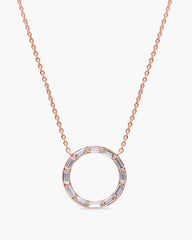 Baguette Cut Moissanite Diamond Circle Necklace for Women