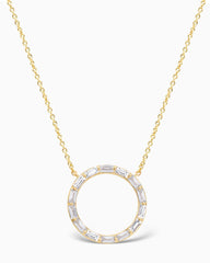 Baguette Cut Moissanite Diamond Circle Necklace for Women